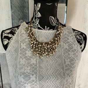 Ann Taylor LOFT | Faux Pearl + Gemstone Necklace